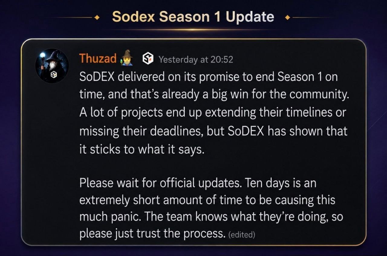 SoDEX Season 1 Airdrop Update