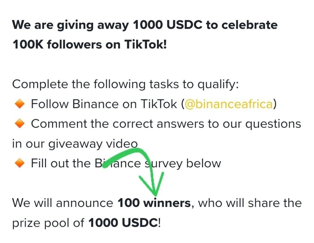 Binance survey offer